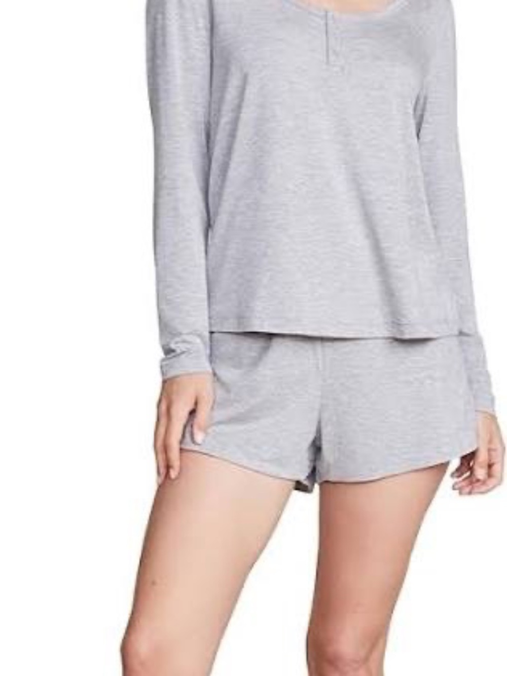 Barefoot Dreams Malibu Collection Bamboo Jersey Henley Pajama Set Gray Size M